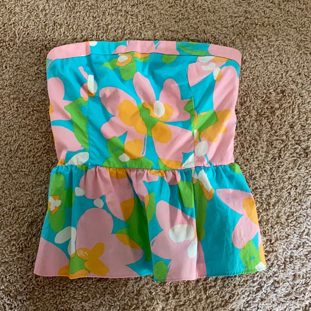 Lily Pulitzer strapless peplum top